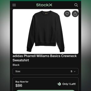 Adidas Pharrell Williams Unisex Black Crewneck Sweater